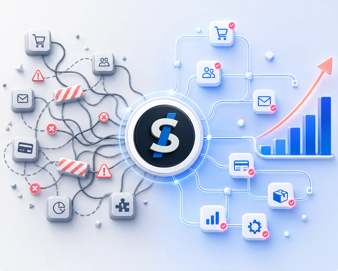 Ecommerce team reviewing a Shopify storefront layout alongside growth and conversion metrics